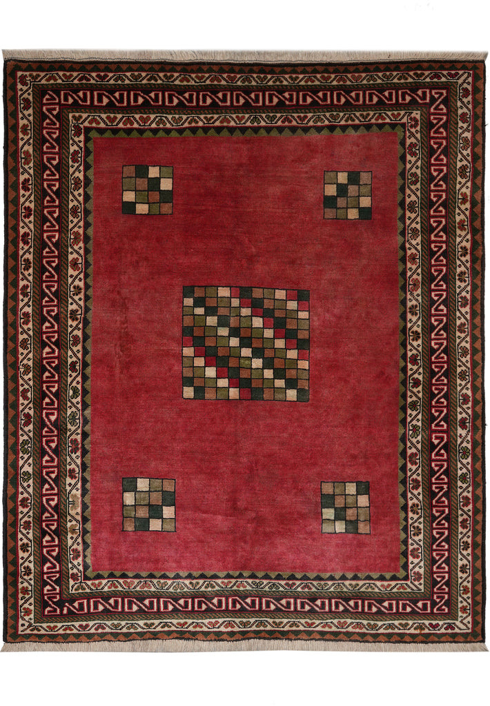 7 x 8 Sqaurish Handmade Gabbeh Check Rug