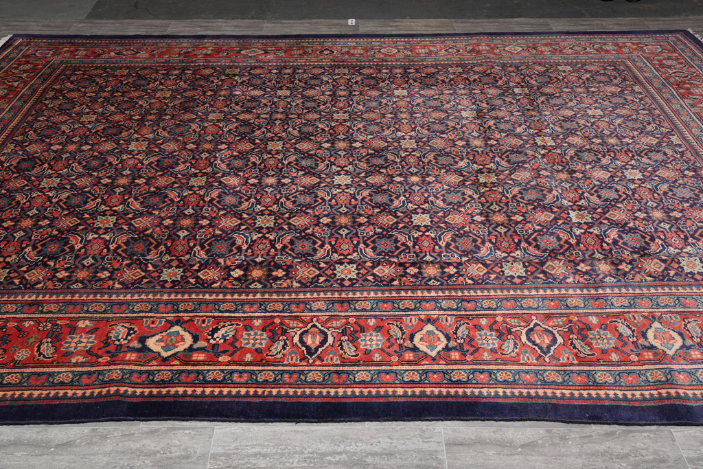 9.7 x 13.1 Persian Herati Rug Navy Blue #F-4119