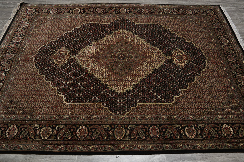 5.9 x 8  Traditional Persian Wool Silk High Quality Mahi Tabriz Handmade Rug #F-3063