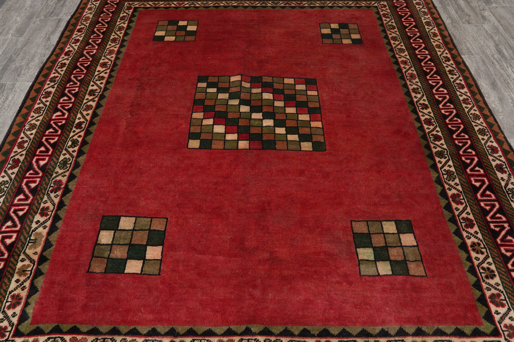 7 x 8 Sqaurish Handmade Gabbeh Check Rug  #F-4435