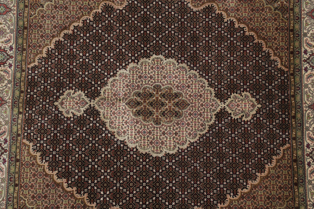 6.5 x 6.8 SQUARE Quality Hand-Knotted Wool and Silk Mahi Tabriz Rug #F-3064