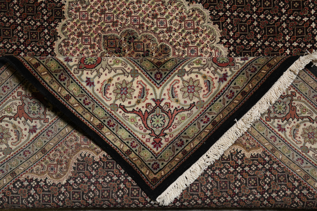 6.5 x 6.8 SQUARE Quality Hand-Knotted Wool and Silk Mahi Tabriz Rug #F-3064