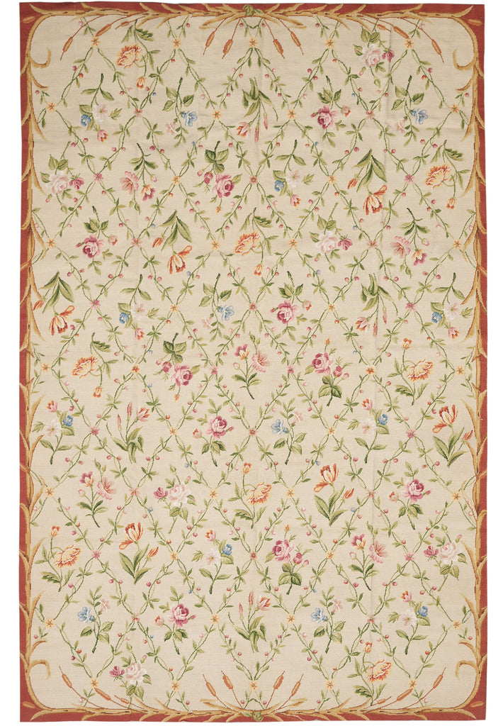 6 x 8.8 French Floral Needle Point Rug #F-4438