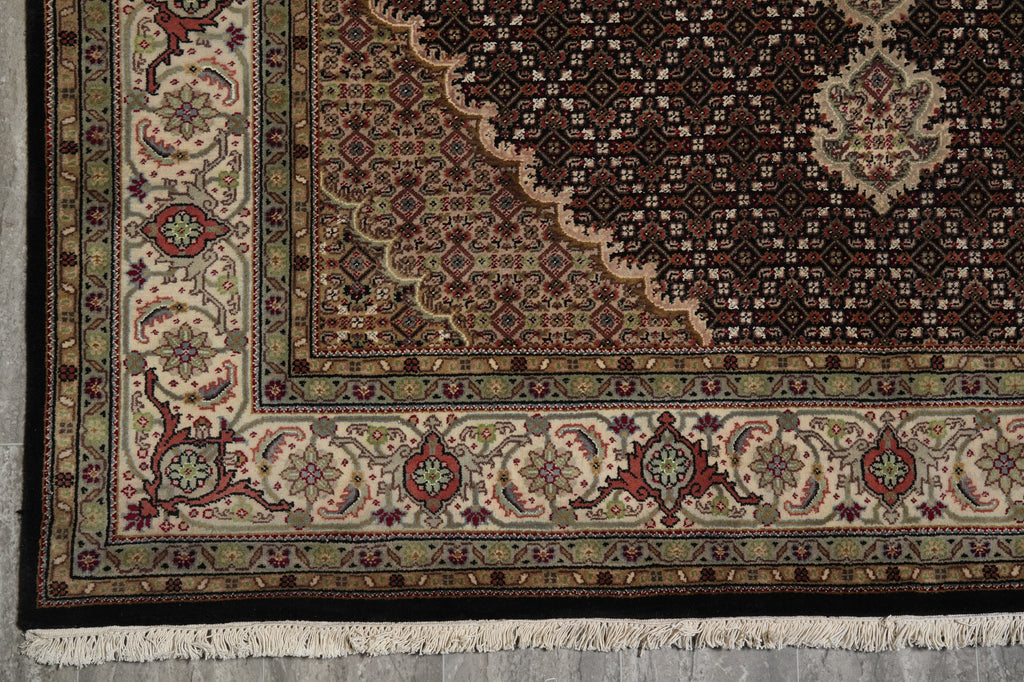 6.5 x 6.8 SQUARE Quality Hand-Knotted Wool and Silk Mahi Tabriz Rug #F-3064