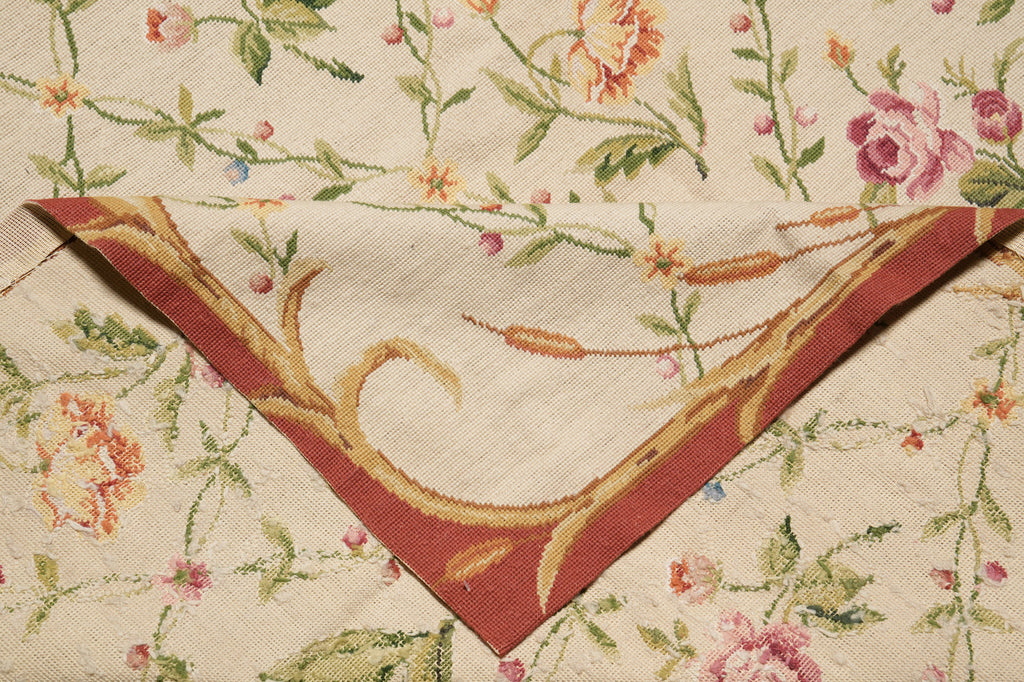 6 x 8.8 French Floral Needle Point Rug #F-4438