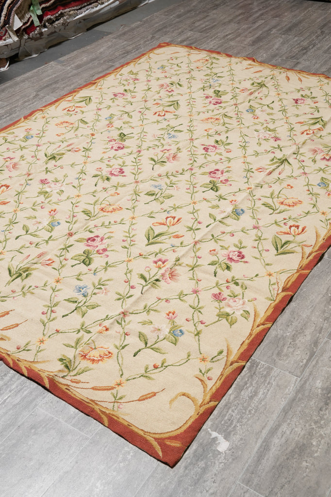 6 x 8.8 French Floral Needle Point Rug #F-4438