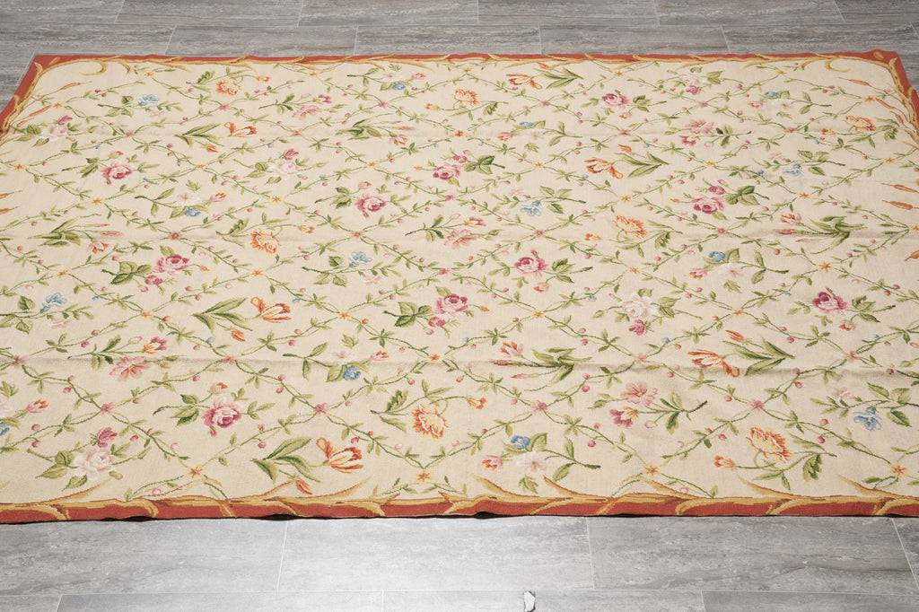6 x 8.8 French Floral Needle Point Rug #F-4438