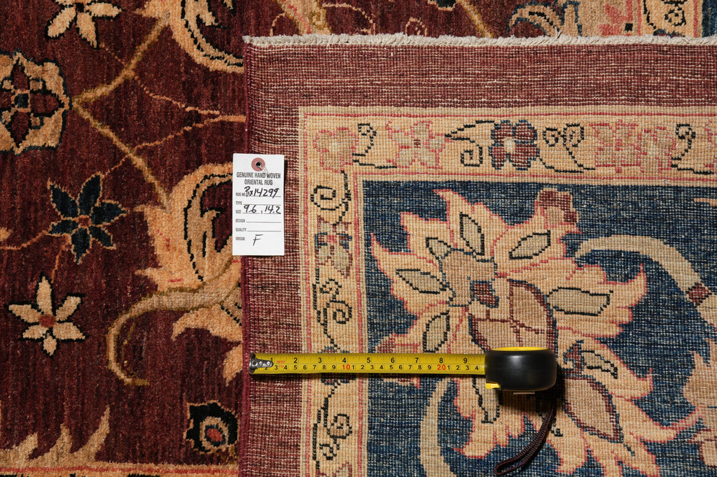 9.6 x 14.2 Fine Quality Wool Chobi Peshawar Zigler Rug Burgundy #PIX-14299