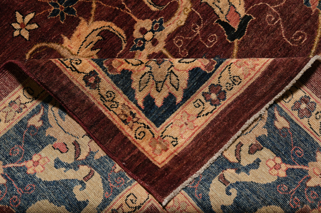 9.6 x 14.2 Fine Quality Wool Chobi Peshawar Zigler Rug Burgundy #PIX-14299