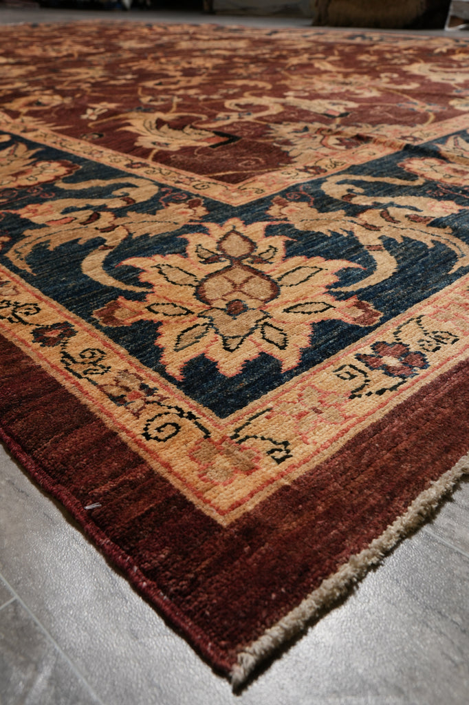 9.6 x 14.2 Fine Quality Wool Chobi Peshawar Zigler Rug Burgundy #PIX-14299