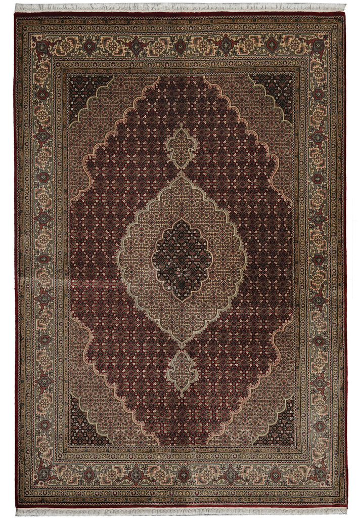 5.9 x 8  Traditional Persian Wool  Silk Hand-Knotted Rug