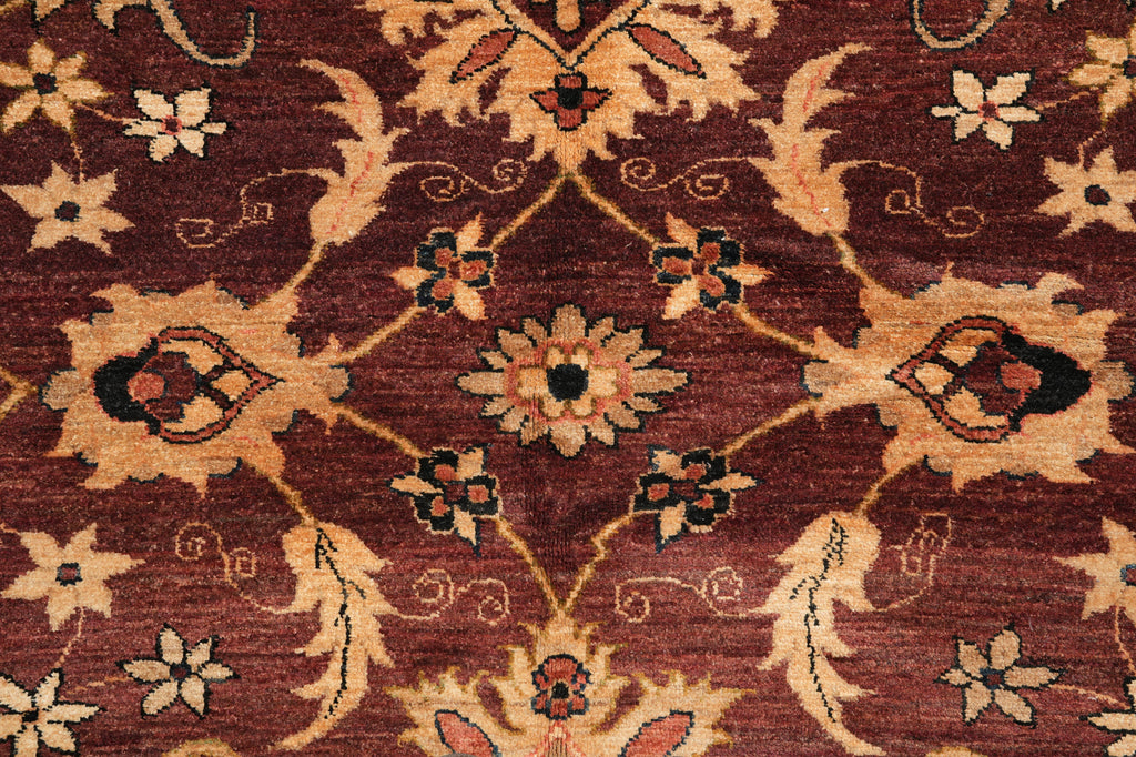 9.6 x 14.2 Fine Quality Wool Chobi Peshawar Zigler Rug Burgundy #PIX-14299