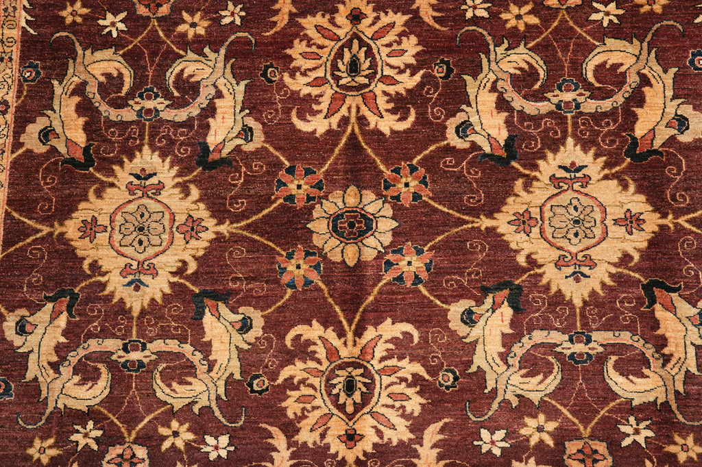 9.6 x 14.2 Fine Quality Wool Chobi Peshawar Zigler Rug Burgundy #PIX-14299