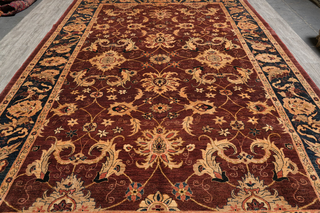 9.6 x 14.2 Fine Quality Wool Chobi Peshawar Zigler Rug Burgundy #PIX-14299
