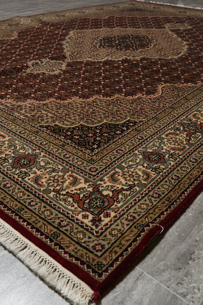 5.9 x 8 Traditional Tabriz Mahi Wool and Silk Hand-Knotted Quality Rug #F-3066