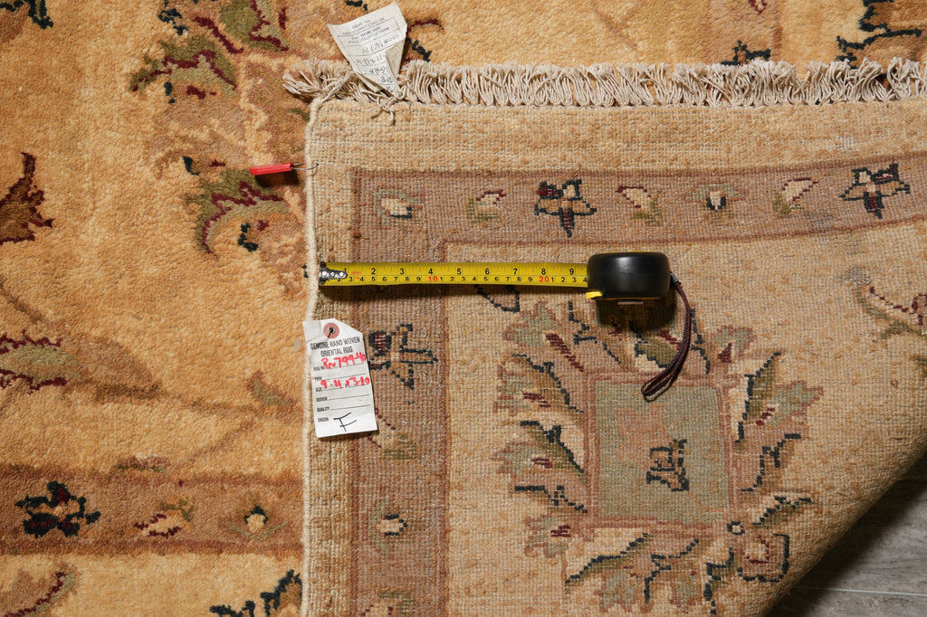 10 x 14 Beige Gold Handmade Agra Rug #PIX-799-40