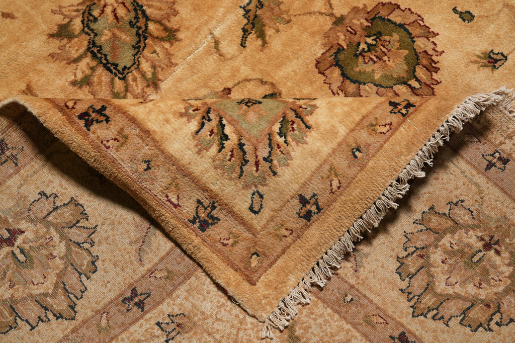 10 x 14 Beige Gold Handmade Agra Rug #PIX-799-40