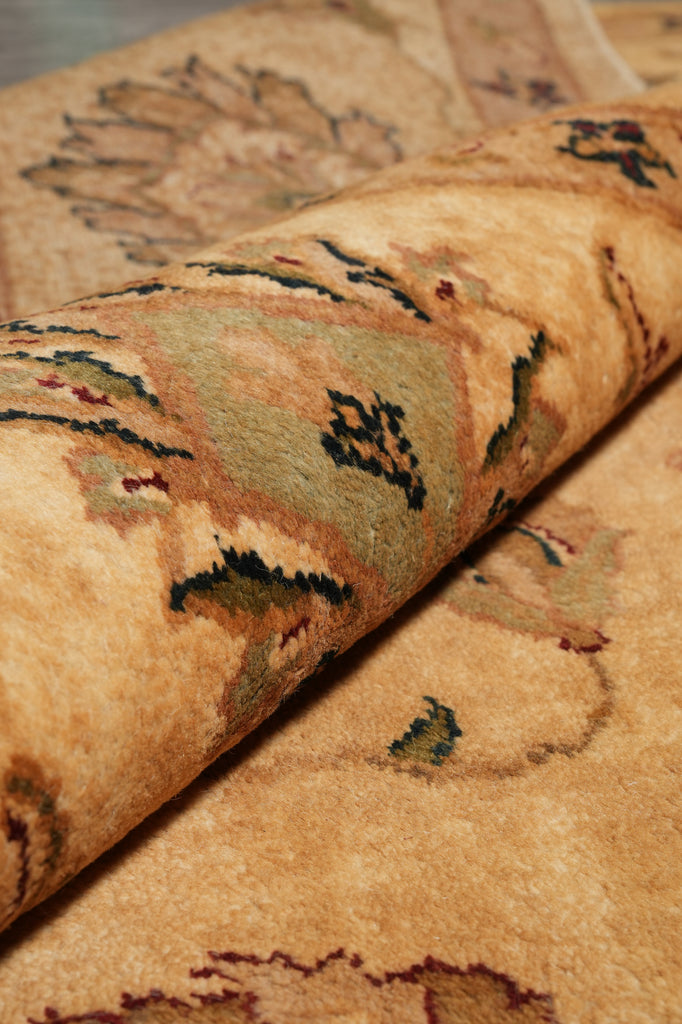 10 x 14 Beige Gold Handmade Agra Rug #PIX-799-40