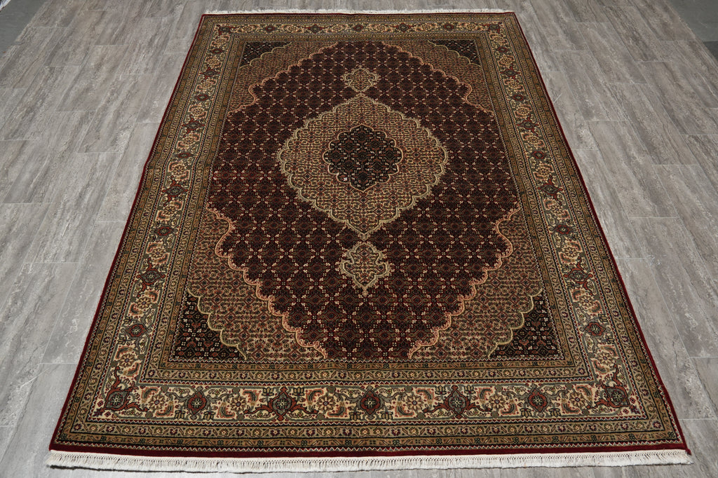 5.9 x 8 Traditional Tabriz Mahi Wool and Silk Hand-Knotted Quality Rug #F-3066
