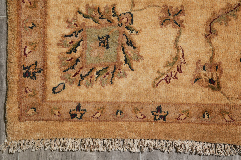 10 x 14 Beige Gold Handmade Agra Rug #PIX-799-40