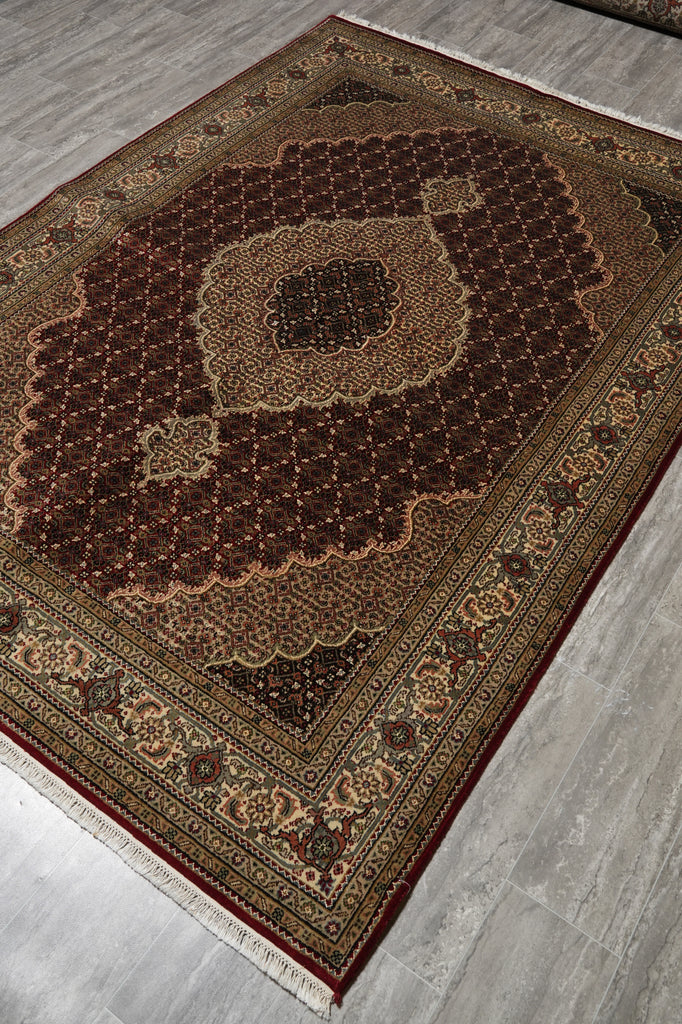 5.9 x 8 Traditional Tabriz Mahi Wool and Silk Hand-Knotted Quality Rug #F-3066