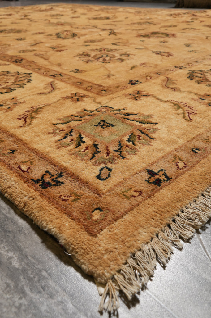 10 x 14 Beige Gold Handmade Agra Rug #PIX-799-40