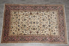 Load image into Gallery viewer, 6.5 x 9.9 Persian Kashan Rug – Ivory Field with Rose Border, Hand-Knotted Floral Design #F-4120
