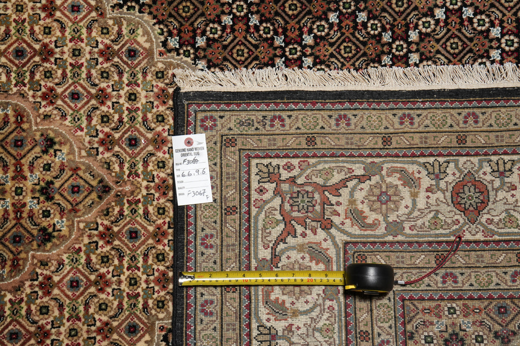 6.6 x 9.6 Great Quality Tabriz Mahi Wool Silk Hand-Knotted Rug #F-3067