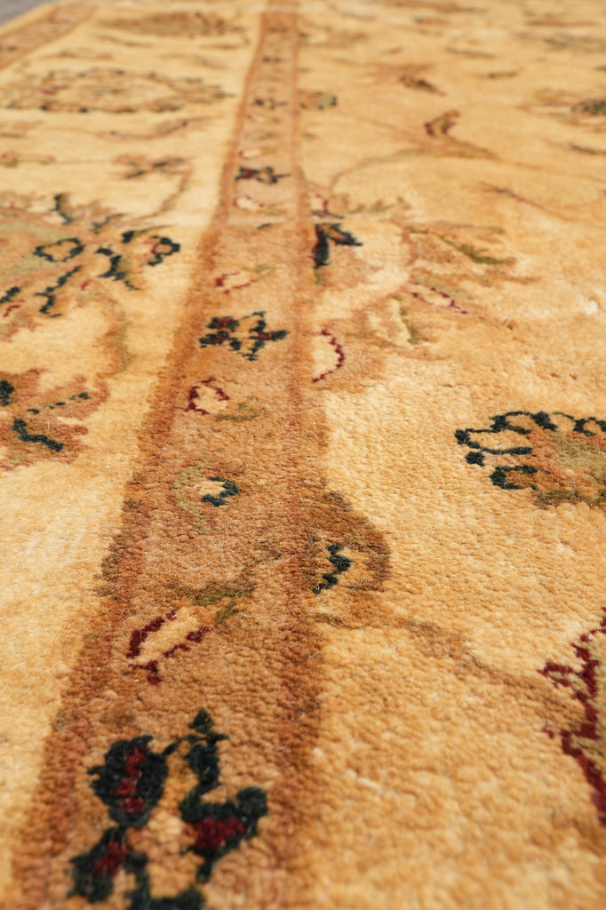 10 x 14 Beige Gold Handmade Agra Rug #PIX-799-40