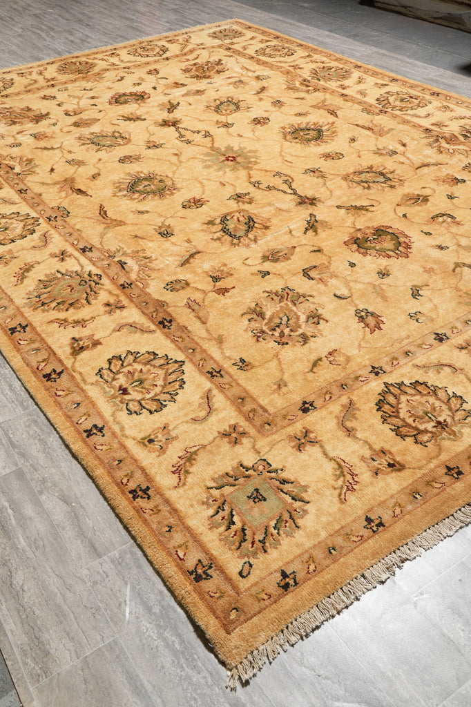 10 x 14 Beige Gold Handmade Agra Rug #PIX-799-40