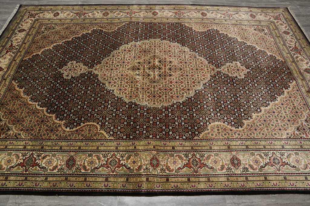 6.6 x 9.6 Great Quality Tabriz Mahi Wool Silk Hand-Knotted Rug #F-3067