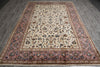Load image into Gallery viewer, 6.5 x 9.9 Persian Kashan Rug – Ivory Field with Rose Border, Hand-Knotted Floral Design #F-4120