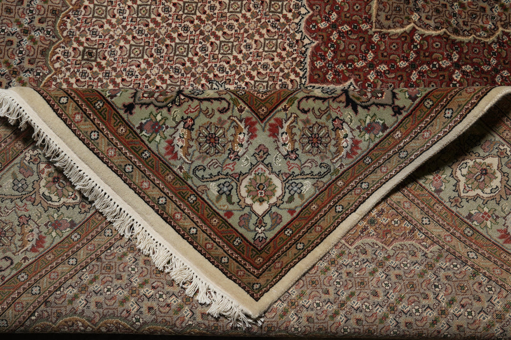 6.7 x 10.3 Quality Wool Silk Tabriz Herati Mahi Hand-Knotted Rug #F-3068