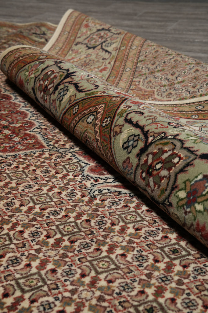 6.7 x 10.3 Quality Wool Silk Tabriz Herati Mahi Hand-Knotted Rug #F-3068