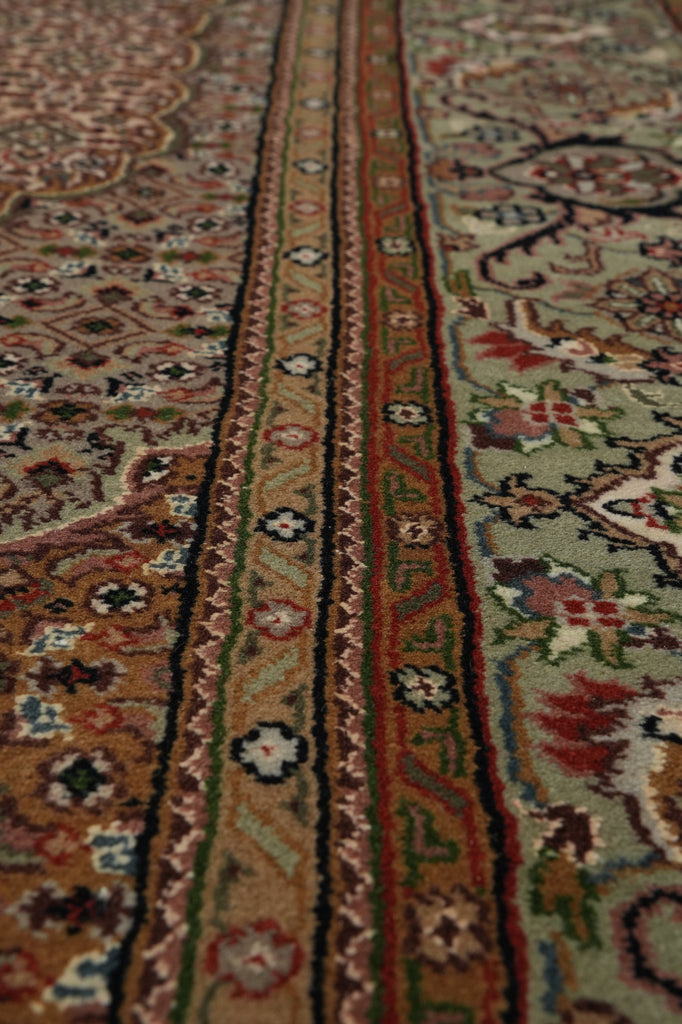 6.7 x 10.3 Quality Wool Silk Tabriz Herati Mahi Hand-Knotted Rug #F-3068