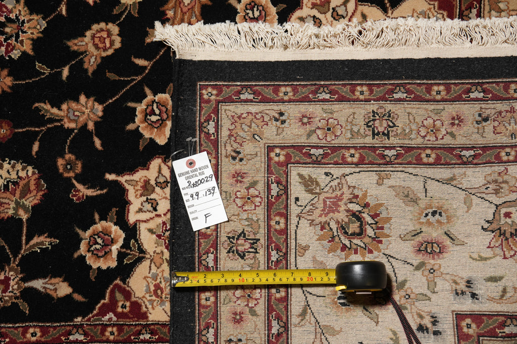 9.9 X 13.9 Quality Wool and Silk Sino Tabriz Rug Black#PIX-10029