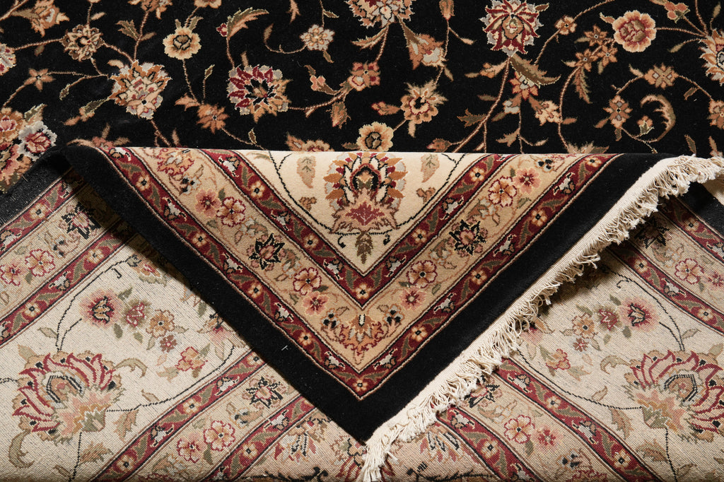 9.9 X 13.9 Quality Wool and Silk Sino Tabriz Rug Black#PIX-10029