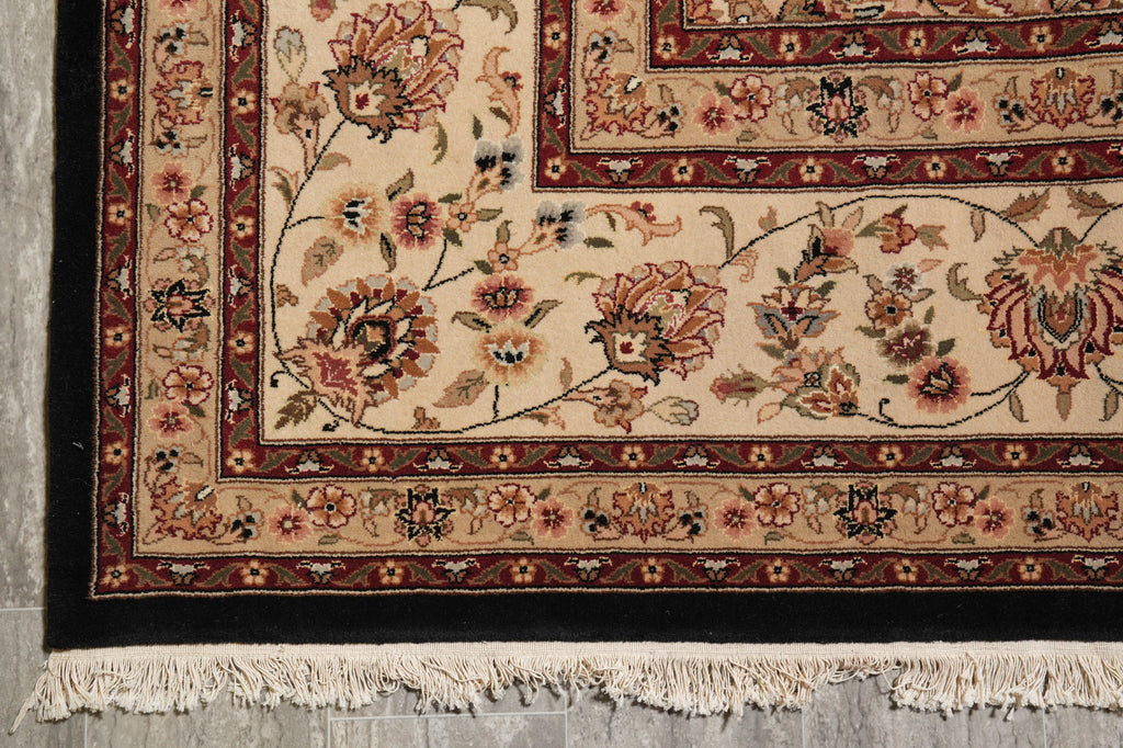 9.9 X 13.9 Quality Wool and Silk Sino Tabriz Rug Black#PIX-10029