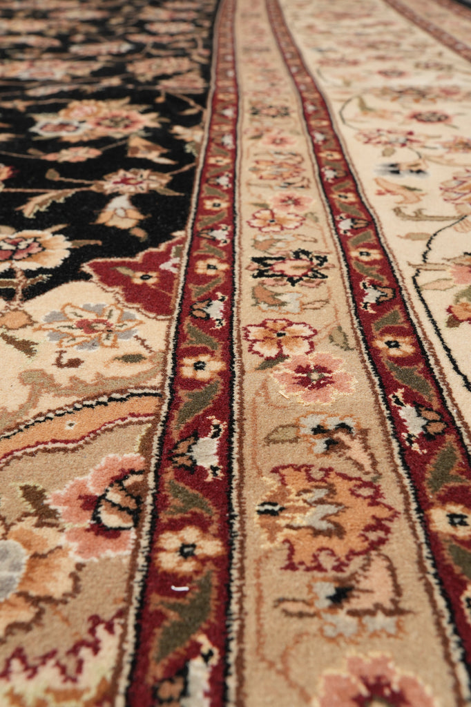 9.9 X 13.9 Quality Wool and Silk Sino Tabriz Rug Black#PIX-10029