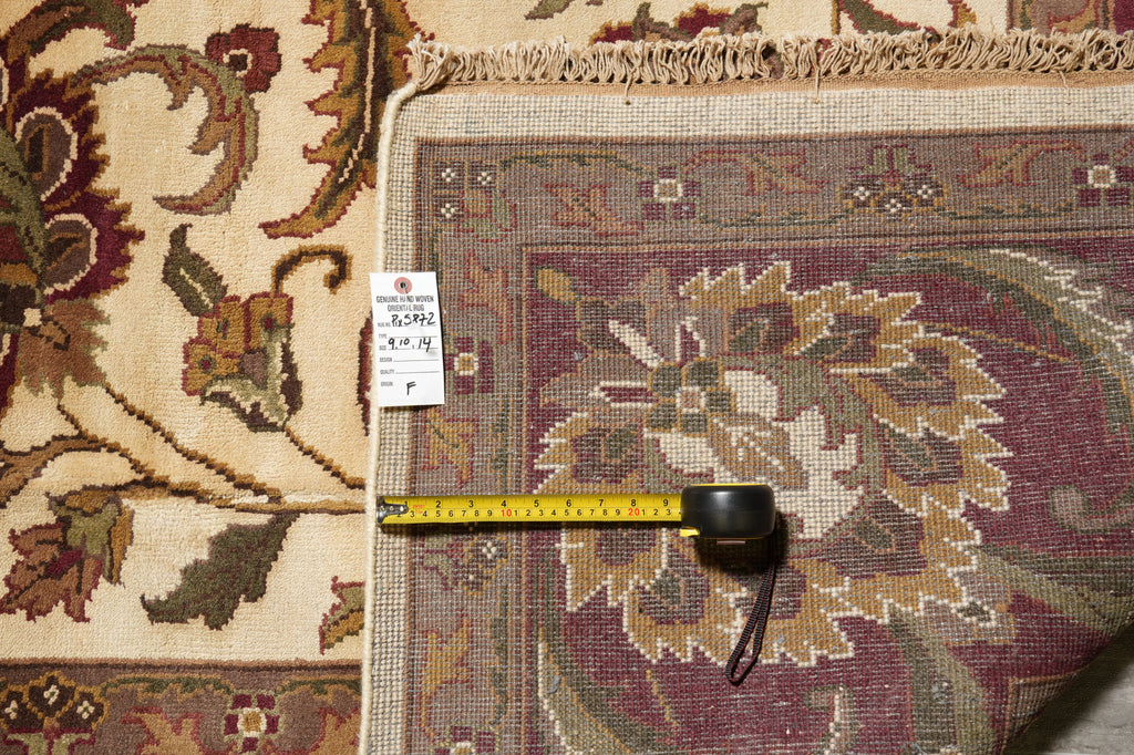 9.10 x 14 Quality Handmade Jaipur Rug Ivory Burgundy #PIX-5872