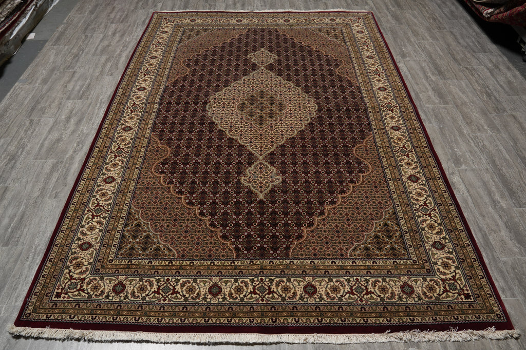 7 x 9.9 Mahi Tabriz Herati Wool Silk Hand-Knotted Quality Rug #F-3069