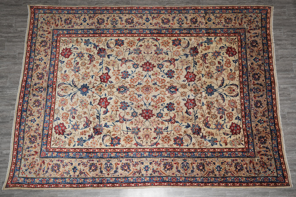 9.10 x 13.2 Persian Esfahan Wool Rug Estate Carpet #F-4122