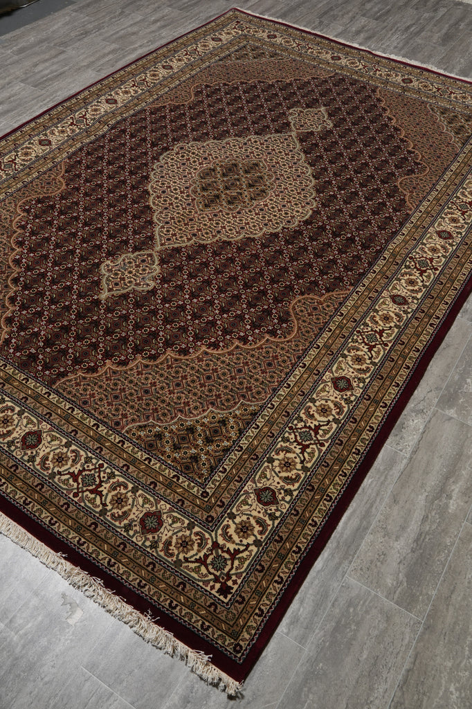 7 x 9.9 Mahi Tabriz Herati Wool Silk Hand-Knotted Quality Rug #F-3069