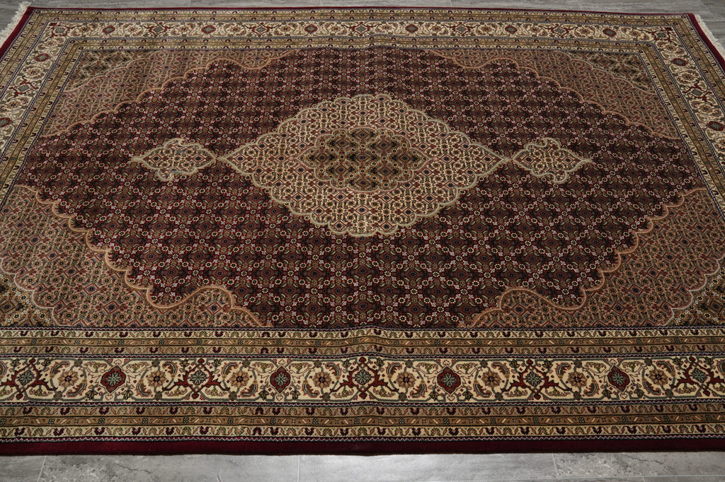 7 x 9.9 Mahi Tabriz Herati Wool Silk Hand-Knotted Quality Rug #F-3069