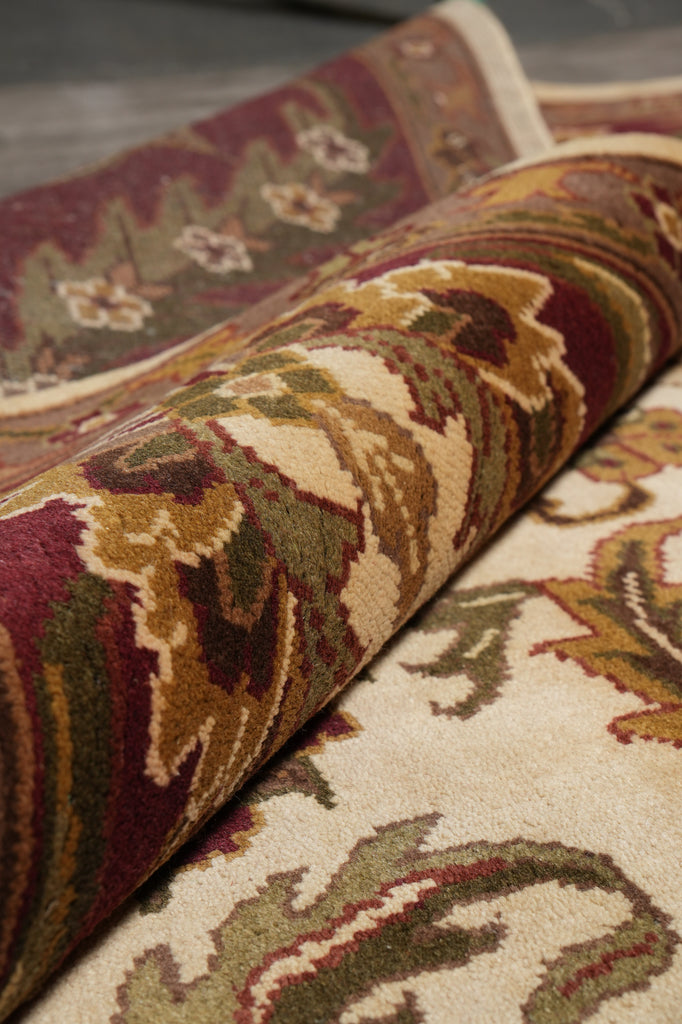 9.10 x 14 Quality Handmade Jaipur Rug Ivory Burgundy #PIX-5872