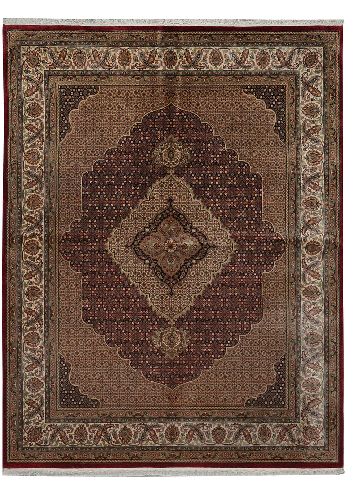 6.6 x 8.3 Traditional Persian Wool  Silk Hand-Knotted Area Rug 