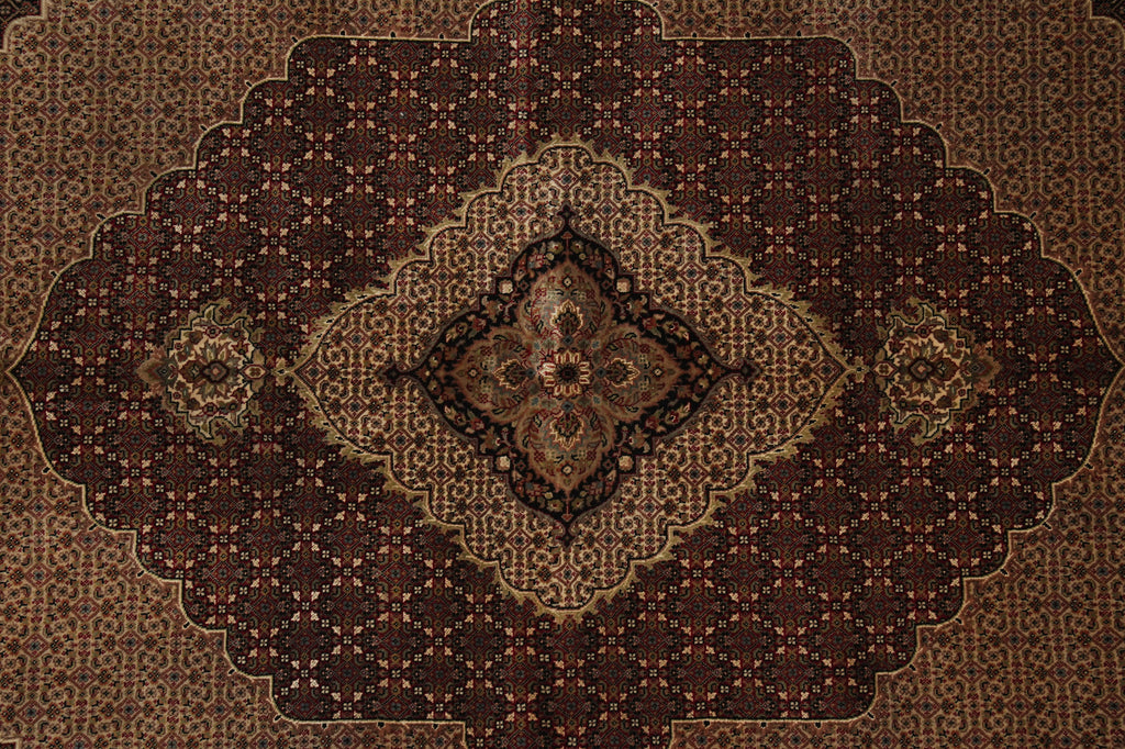 6.6 x 8.3 High Quality Wool and Silk Hand-Knotted Tabriz Mahi Herati Area Rug #F-3070