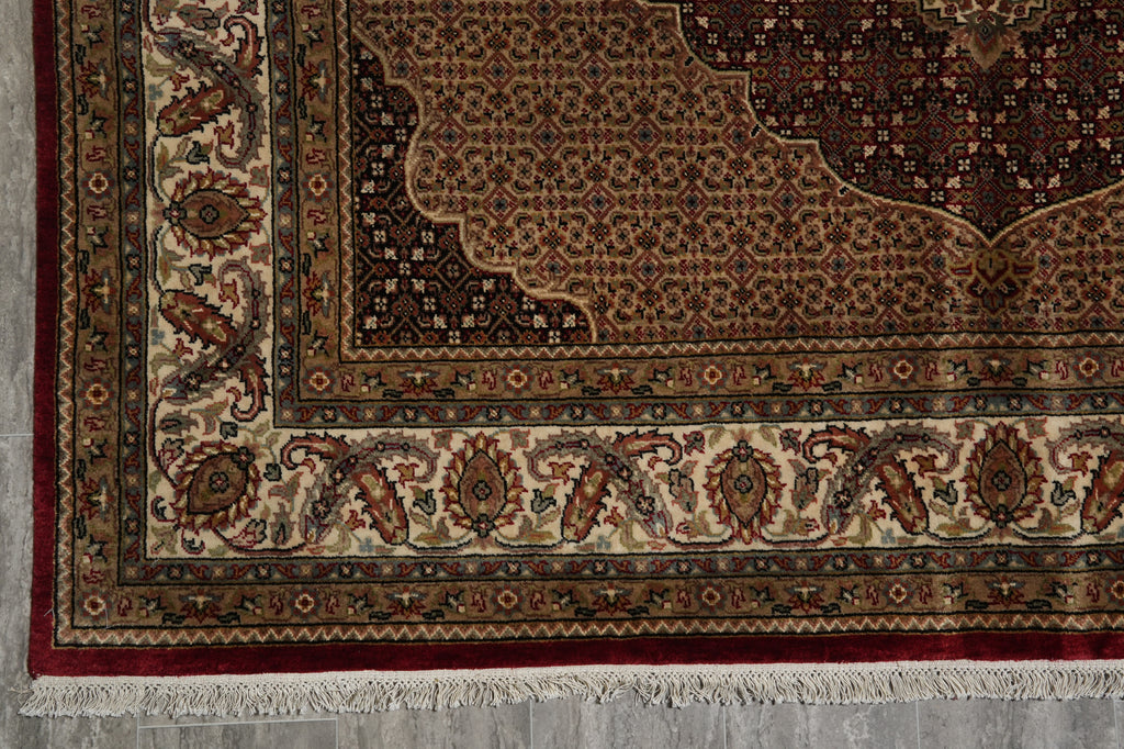 6.6 x 8.3 High Quality Wool and Silk Hand-Knotted Tabriz Mahi Herati Area Rug #F-3070