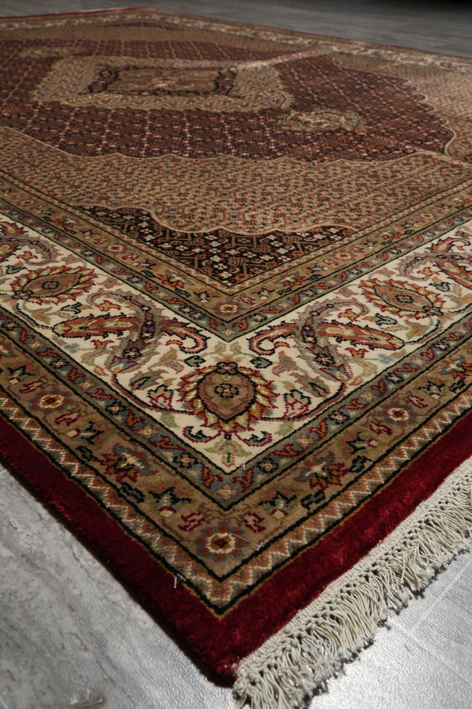 6.6 x 8.3 High Quality Wool and Silk Hand-Knotted Tabriz Mahi Herati Area Rug #F-3070