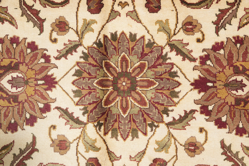 9.10 x 14 Quality Handmade Jaipur Rug Ivory Burgundy #PIX-5872